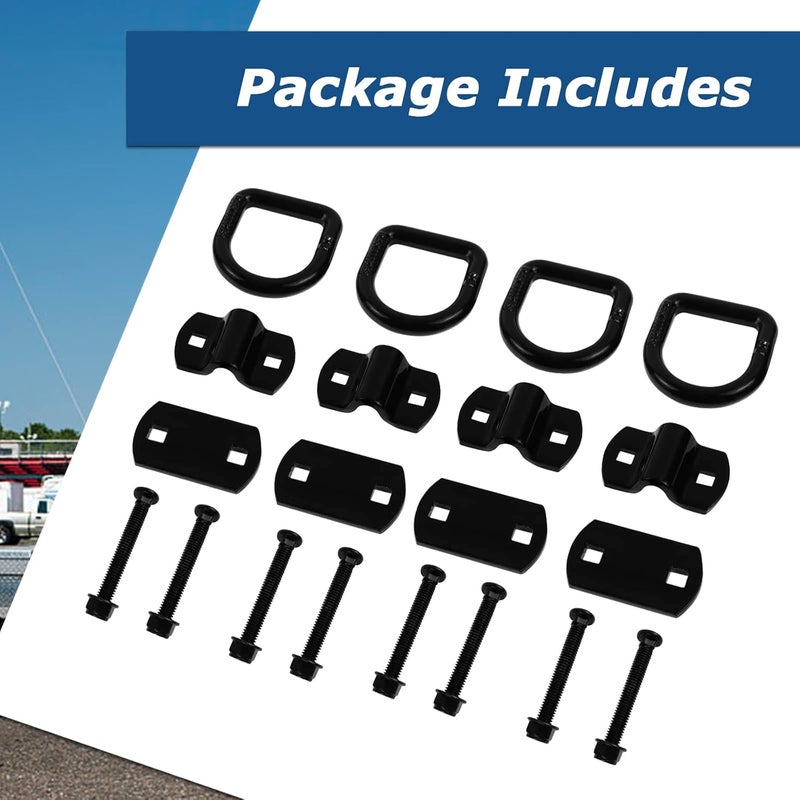 QYMOPAY 1/2" Trailer Tie-Down Anchor D-Ring Heavy Duty Bolt-On Forged, 12,000 lb Breaking Strength Tie-Down Hook Anchor,Bolt-On Forged D-Rings for Trailer, Truck Bed D-Ring Tie-Downs - Image 3